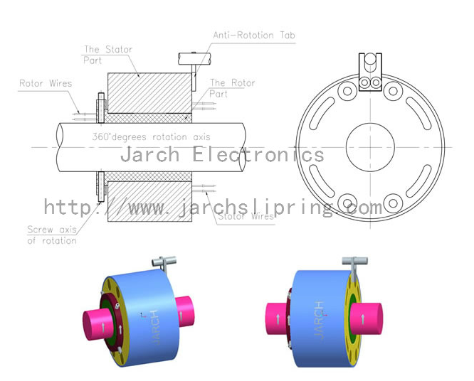 alternatör elektrik gözleme kayma halkası motor konnektörleri, delik kayma halkası meclisi aracılığıyla elektrik döner moflon