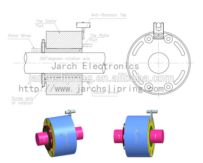 JARCH Bağlayıcı OD 38.1mm / 99mm İletkenler sayesinde Delik Yüksek Frekans Kayma Halkası